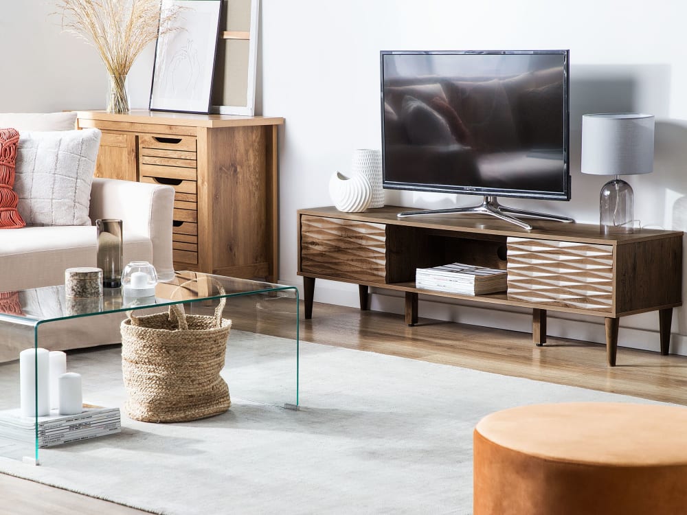 Beliani Meuble tv marron foncé Marron 40x46x160cm