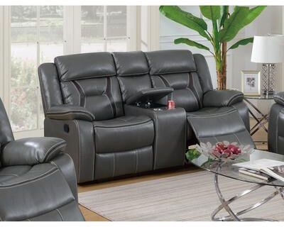 Esofastore Built In Storage Manual Loveseat 1pc Gray Finish Pillow Armrest