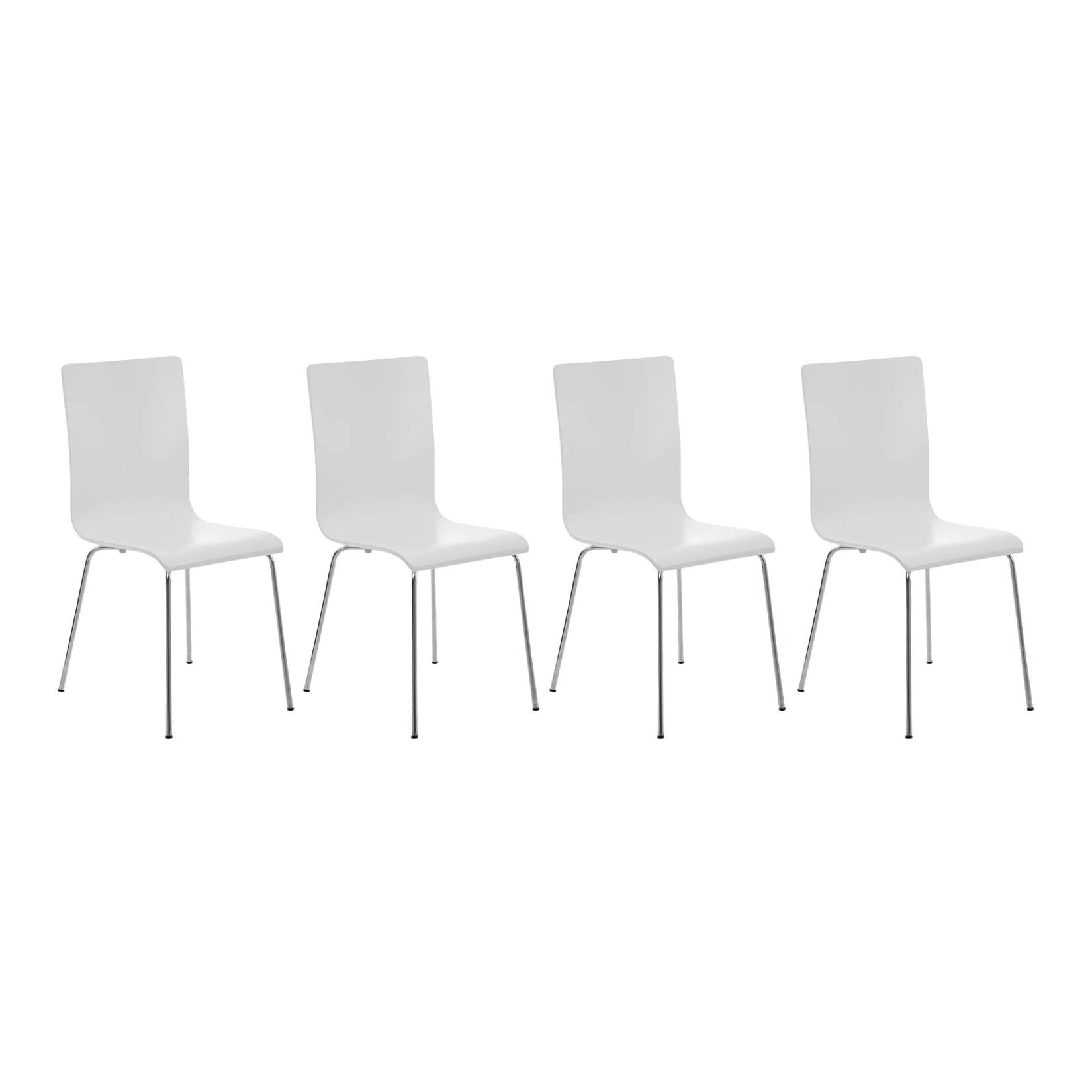CLP 4er-Set Wartezimmerstuhl PEPE mit ergonomisch geformten Holzsitz und Metallgestell I 4x Konferenzstuhl In verschiedenen Farben erhältlich