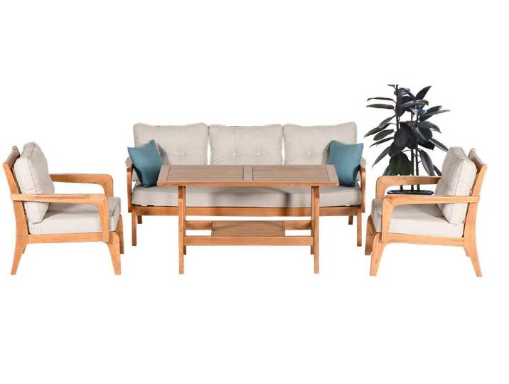JVmoebel Gartenlounge-Set Sofa 3 Sitzer Couchtisch Gemütlichkeit Hochwertigkeit 4tlg, (4-tlg), Made in Europa
