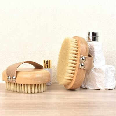 Youfap Market Pig Bristles Wet Dry Skin Body Brush For Exfoliation, Body Massage, And Lymphatic Drainage Cleaning SPA Tool l