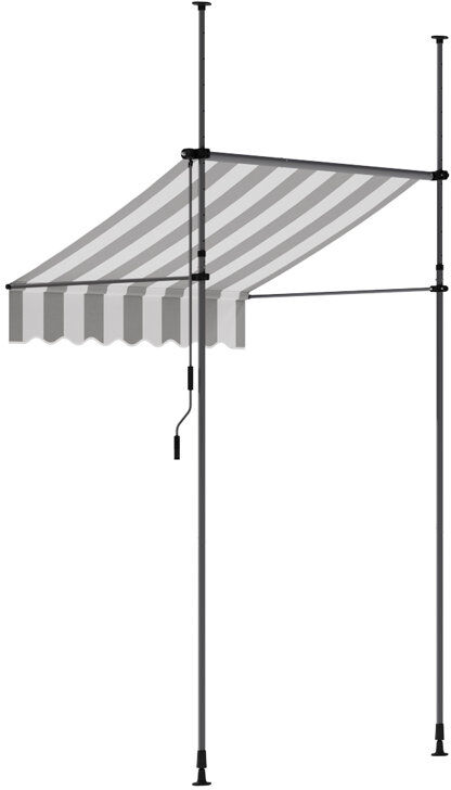 Living And Home 115cm D Polyester Cover Retractable Patio Awning Light Gery/Striped 305cm H x 150cm W x 115cm D