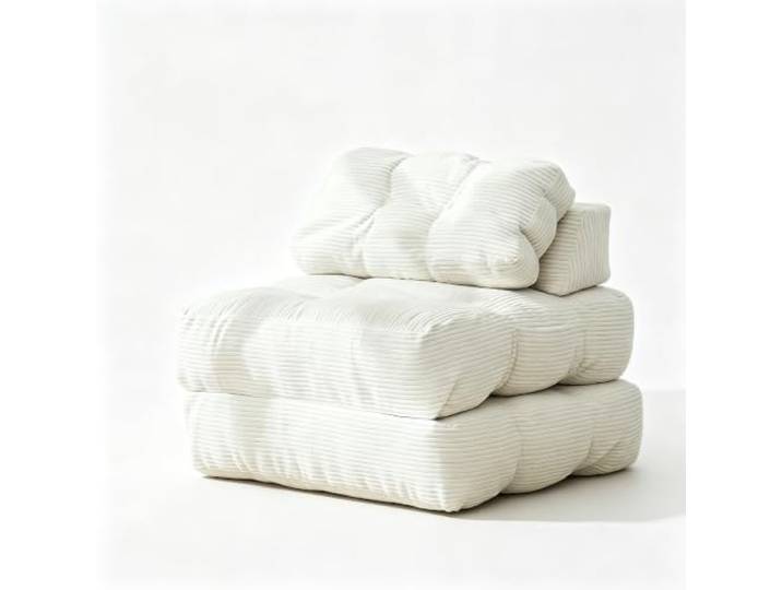 Koioplie Schlafsofa 3in1 190x87x22 cm Klappbar Futon Beige Bodenlounger, Rückenstütze, Seitentasche, Wendekissen, Kompakt faltbar