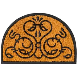 Relaxdays Halbrunde Fußmatte Ornament Hellbraun,Schwarz