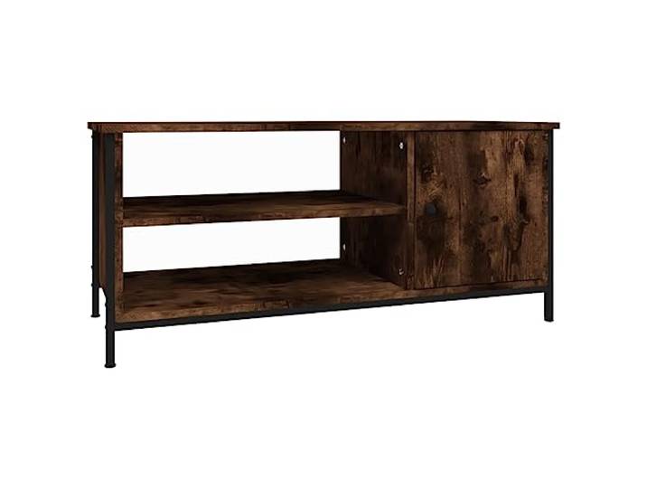 LMTYOENFG TV-Schrank Räuchereiche 100x40x45 cm Lowboard Fernsehtisch Modernes TV Board für Wohnzimmer mit 3 Fächern, stabilen Metallfüßen und eleganter Tür für ordentliche Aufbewahrung.