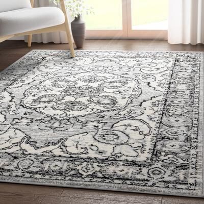Well Woven Mystic Arctic Bloom Medallion Oriental Easy Clean Area Rug