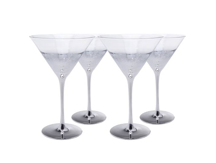 Lot de 4 - verre à cocktail en verre argenté