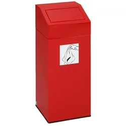 PROREGAL Selbstlöschender Wertstoffsammler "Putztücher" | 82 Liter, HxBxT 89x38x38cm | Verzinkter Stahl | Rot | Mülleimer Abfalleimer Müllkorb