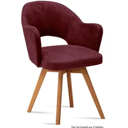 ARMLEHNSTUHL (4er-Set) Dolly 59x87x61 Eiche geölt/Marsala