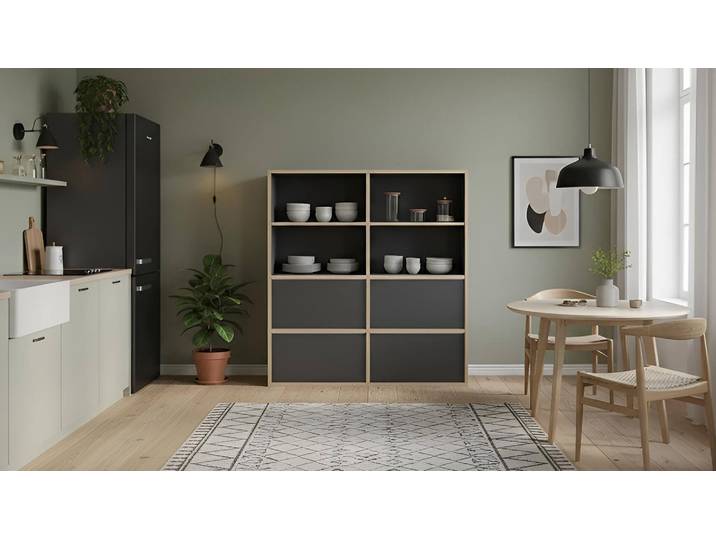 Regal mit Schubladen Premium Dekore Schwarz Multiplex Kante