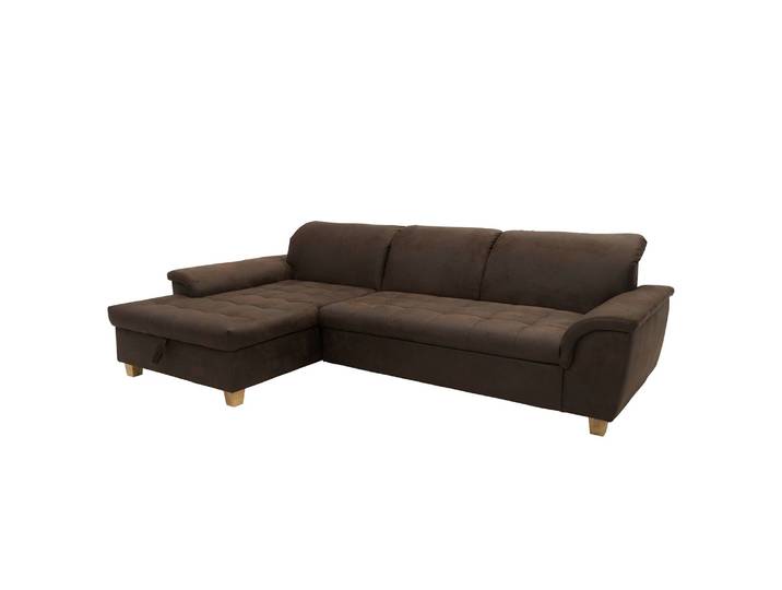 Ecksofa Charlo Braun Microfaser Medea 281 x 81 x 170cm Longchair davorstehend links mit Schlaffunktion Modern