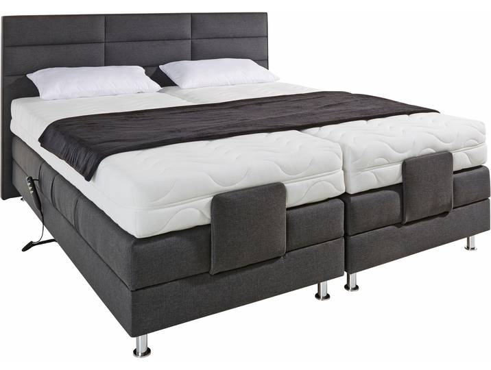 Boxspringbett, Feinstrukturstoff, Anthrazit, 194×210 cm, Elektrisch Verstellbar, Westfalia Schlafkomfort