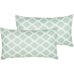 GARTENKISSEN 2er-Set Rautenmuster mintgrün/weiß 40/70 cm Kalamos