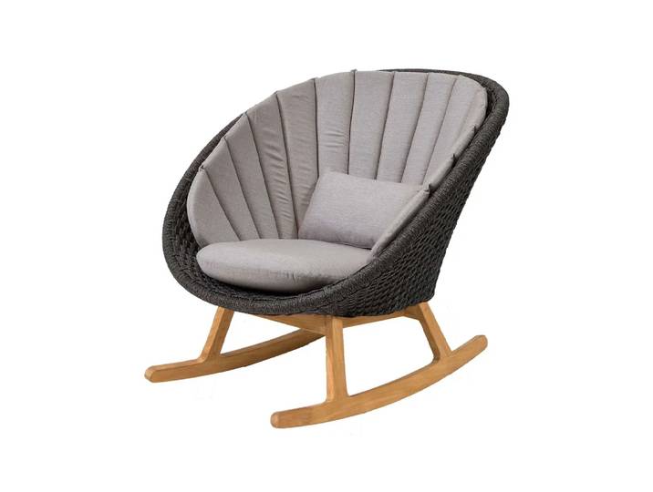Cane-line Peacock Schaukelstuhl Cane-Line Matt Grey-Cane-Line Soft Rope-Teak