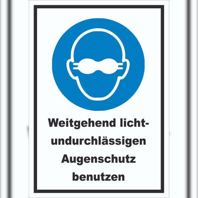 HB-Druck Weitgehend lichtundurchlässigen Augenschutz benutzen Schild A6 (105x148mm)