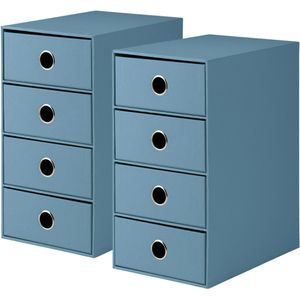 Rössler-Papier Schubladenbox 1524452154, S.O.H.O., A5, 4 Fächer, Pappe, geschlossen, denim, 2 Stück