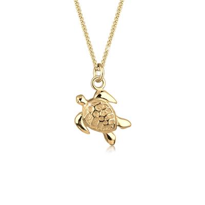 Kette mit Anhänger ELLI "Süßer Anhänger Schildkröte Schmuck Geschenk 925 Silber" Gr. 55, gold, Halsketten, Damen, 55, ohne Stein, Silber 925 (Sterlingsilber), L: 45