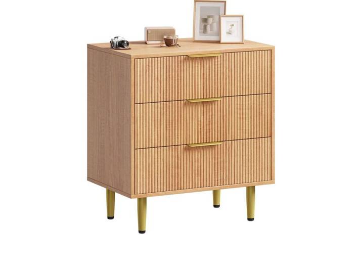 Commode De Chambre Armoire Moderne Grand Capacité Ensemble Meuble Salon Fluté 3 Tiroirs Bois Meuble TV Bois