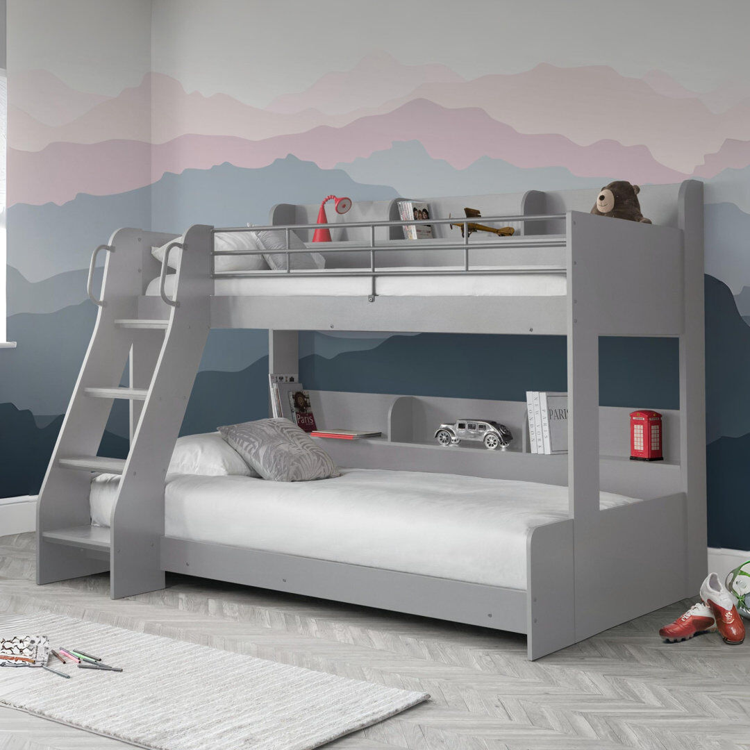 Harriet Bee Abby Bunk Bed with Storage Included Light Grey