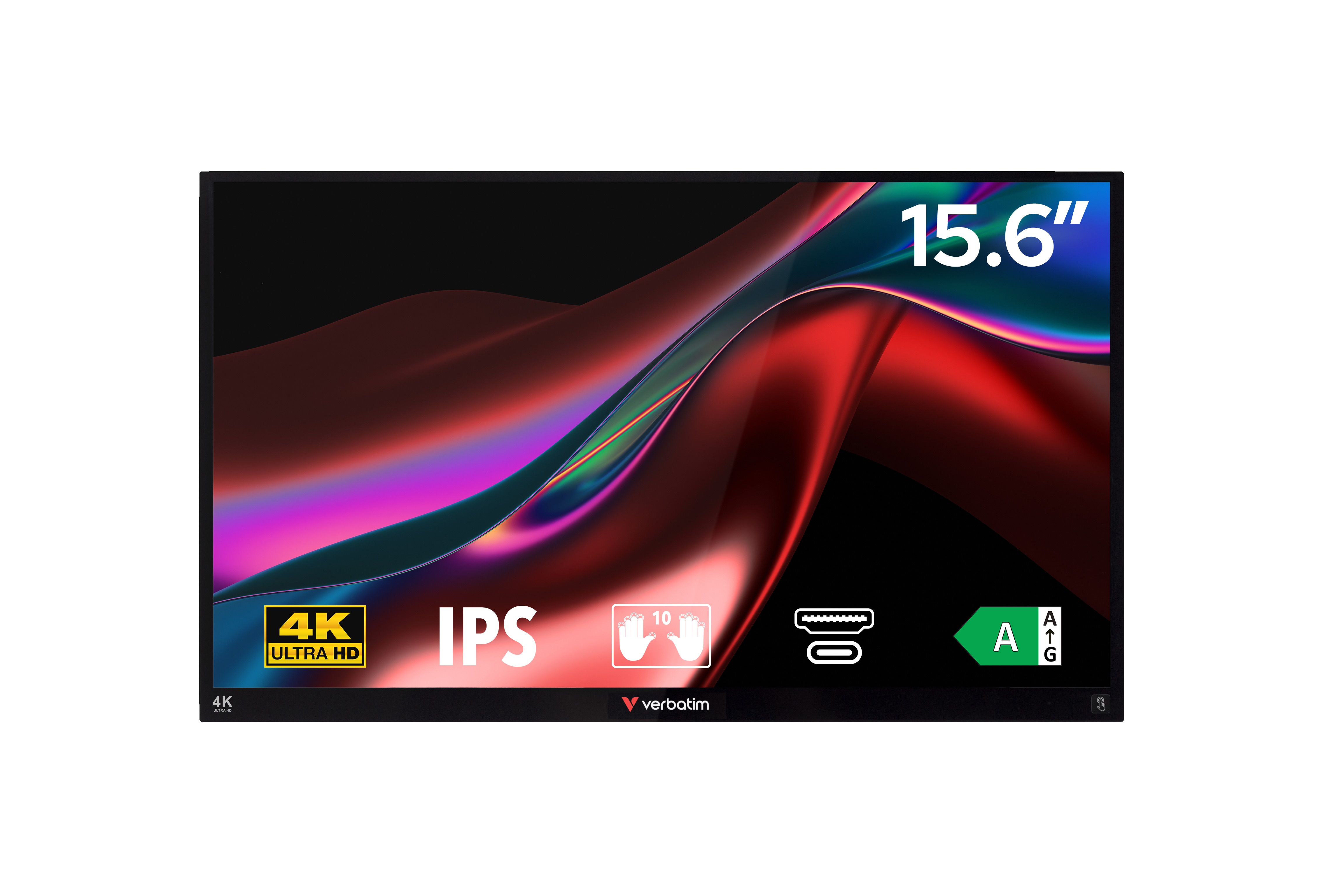 Verbatim 32238 Portable Alu 15.6 Zoll 4K (UHD) IPS Panel 16:9 Touch Monitor