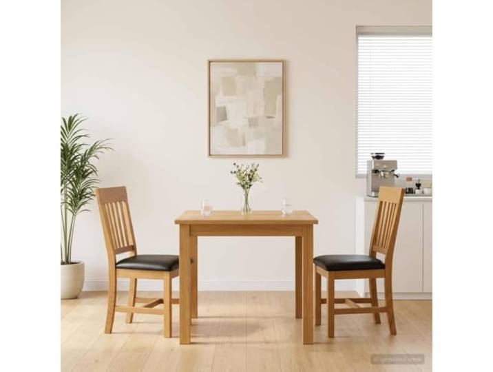 KTHLBRH Esszimmerstuhl 2er Set Massivholz Eiche Schwarz 45x59x92 cm Massivholz, Eichenfinish, Schaumstoffpolsterung, eckige Beine, pflegeleichte Oberfläche