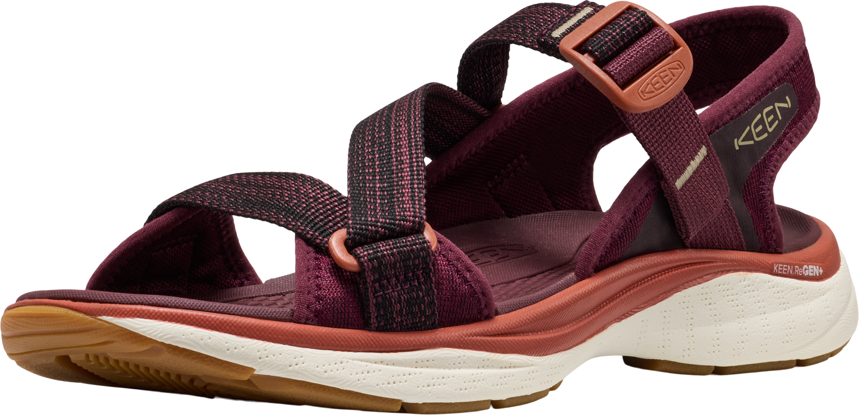 Sandale KEEN "LEIKI OT SANDAL", Damen, Gr. 37,5, Textil, rot (fig, burnt brick), Synthetik, Schuhe Sandale, waschbar,stossdämpfend und atmungsaktiv fig, burnt brick 37,5, Textil