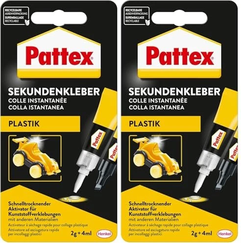 Pattex Sekundenkleber Plastix, 2 Komponentenkleber 4ml/2g