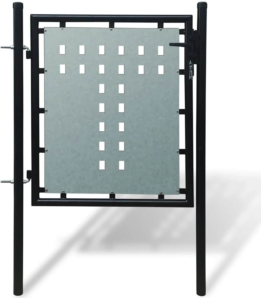 vidaXL Portail de clôture noir à une porte 100x75 cm