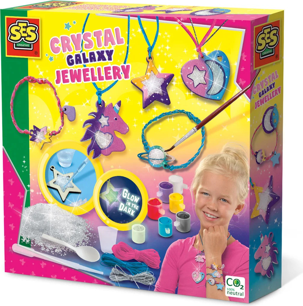 SES Creative 14762 Kristallen sieraden set Galaxy knutselset voor kinderen meerkleurig