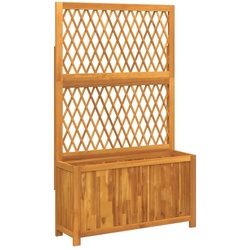 Helloshop26 - Blumenkasten Hochbeet Pflanzen Blumen Terrasse Garten mit Rankgitter 100 x 32 x 165 cm Massivholz Akazie braun 02_0038220