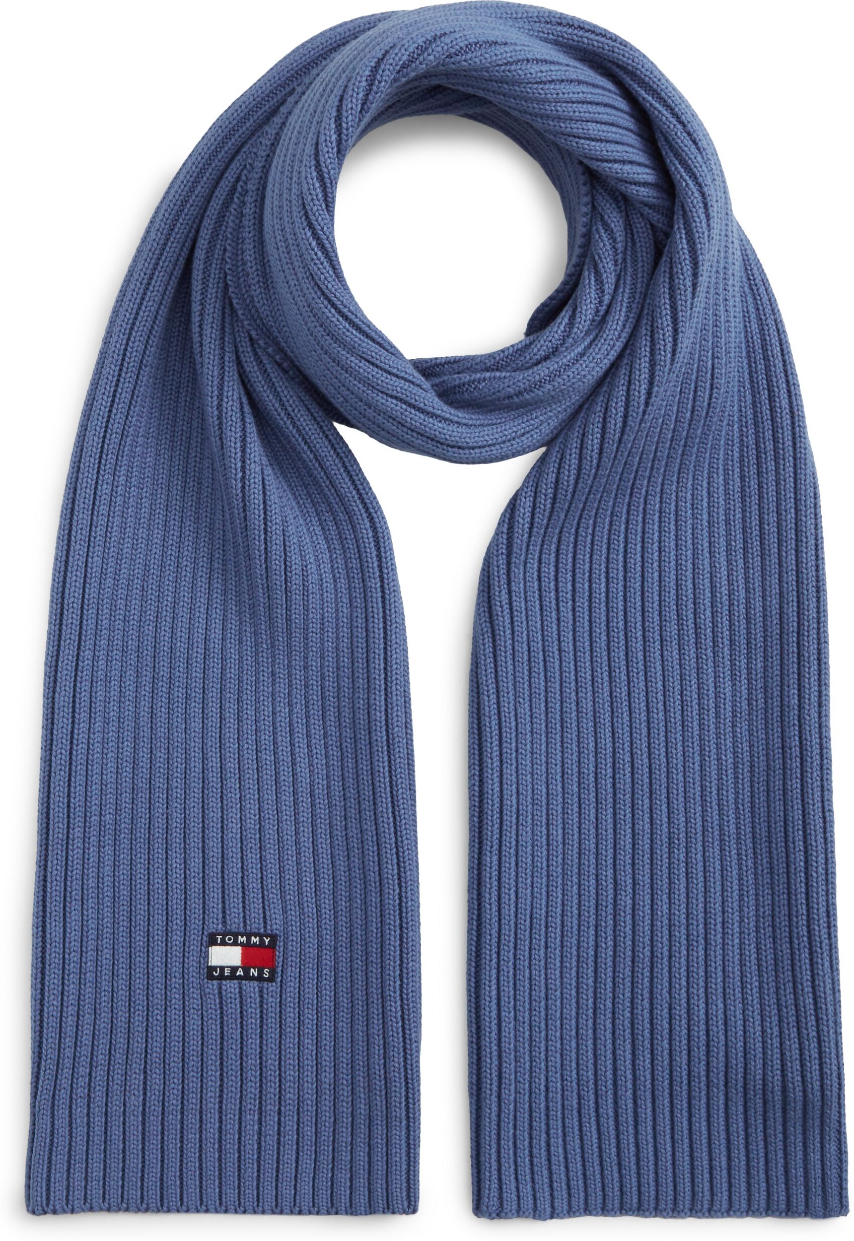 Schal TOMMY JEANS "TJW HERITAGE CORE", Damen, blau (misty lazuli), Strick, Baumwolle, Modetücher Schal misty lazuli Einheitsgröße