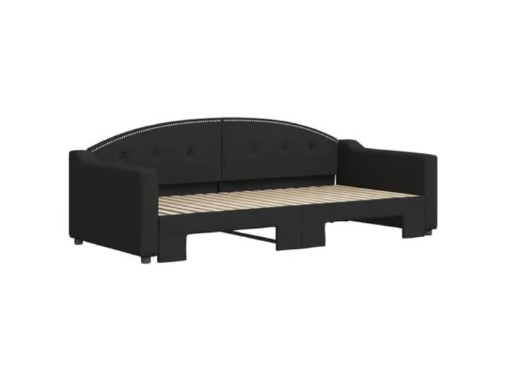 KTHLBRH Ausziehbares Schlafsofa, schwarz, 90 x 190 cm, Stoff Gestell aus Holz, Metall, Lattenrost inklusive, 2 Matratzen nicht im Lieferumfang enthalten, Wohnzimmer Schlafzimmer