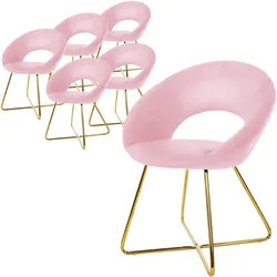 ESSZIMMERSTÜHLE 6er Set Rosa Samt