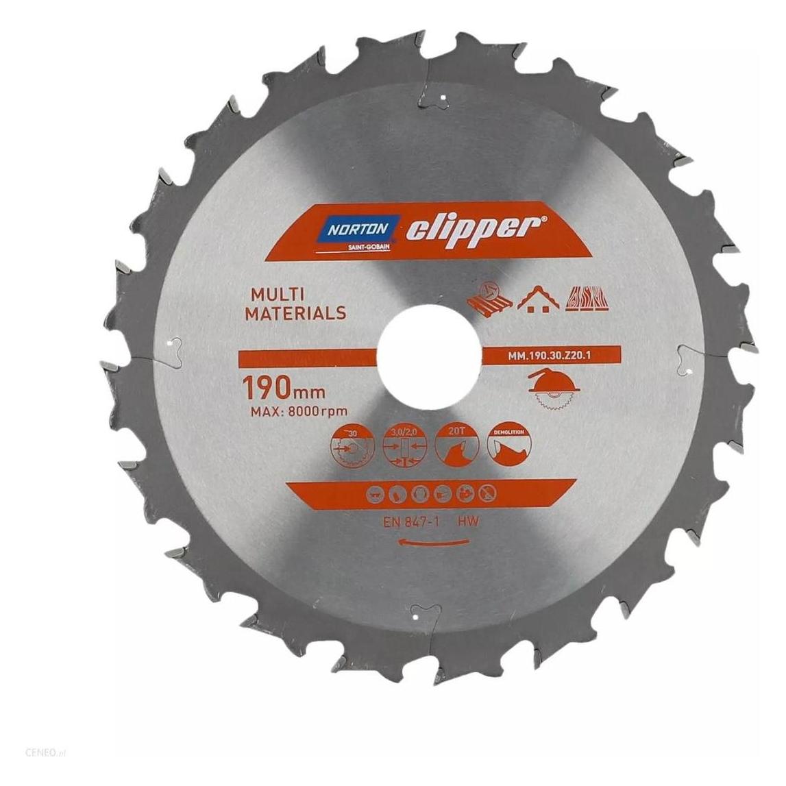 MGA Clipper 70184608129 Mehrzweck-Klinge, 190 x 3,0 / 2,0 x 30 Z20 (70184608129)