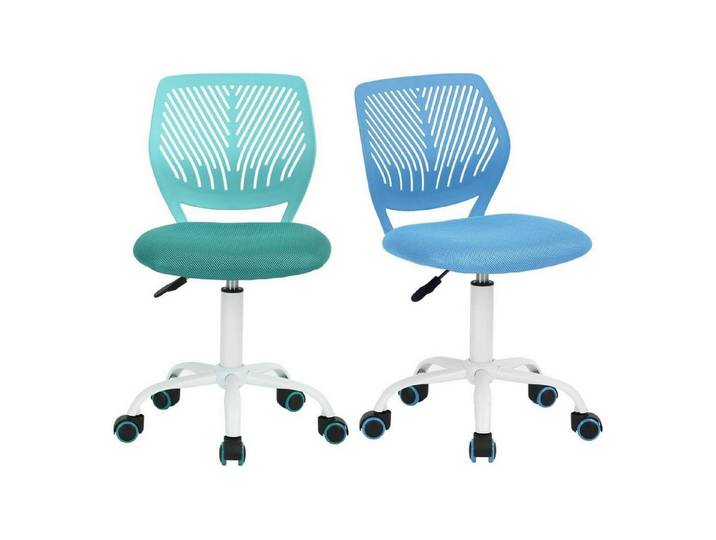 LuxusKollektion Schreibtischstuhl Schreibtischstuhl Drehstuhl 2er Set Stoffsitz Blau und Türkis