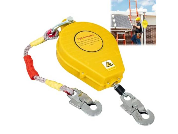 VFDZ Höhensicherungsgerät Absturzsicherung Dachdecker 3m/5m/7m/10m/15m/20m 150kg Auffanggurt Absturzsicherung Einziehbar, Selbstrollen Absturzsicherung Sicherheitsgurt für Dacharbeiten mit Stahlseil