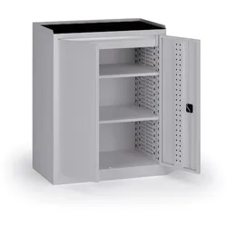 Werkstatt-Werkzeugunterschrank KOVOS, 2 Fachböden, 1 Schublade, 950 x 600 x 1180 mm, grau