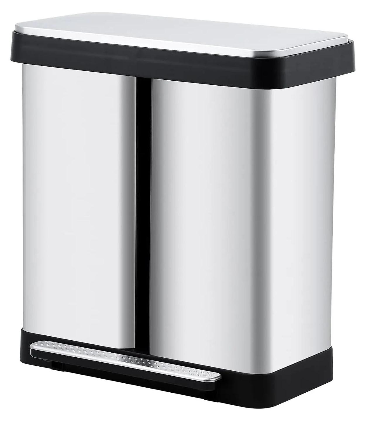 Küchen-Abfalleimer - Tretmülleimer - Volumen 70 l - Edelstahl - Fußpedal - Silber