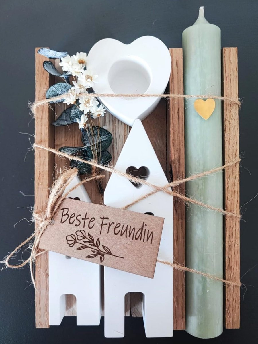 Raysin Cadeauset met Kaars, Gedroogde Bloemen en Ansichtkaart voor Verjaardagen