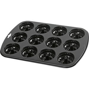 Kaiser Backform Inspiration, für 12 Gugelhupf-Muffins, Stahl, 38 x 27 x 3,5 cm, schwarz, antihaftbeschichtet, Muffinform