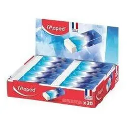 Maped, Korrekturmittel, Kunststoff-Radierer ARCTIC, 20er Display weiss, phtalat- & PVC-frei, Karton-Schutzhülle mit