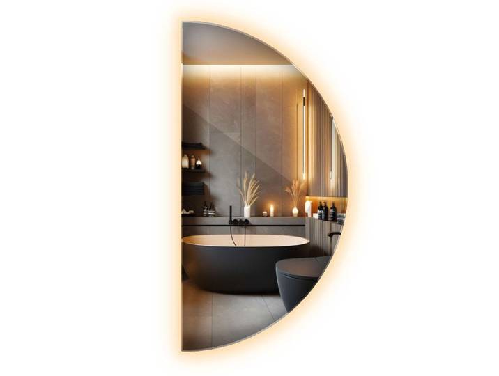 Miroir LED demi-rond pour maquillage et maquillage dans la salle de bain 80 - lumière chaude
