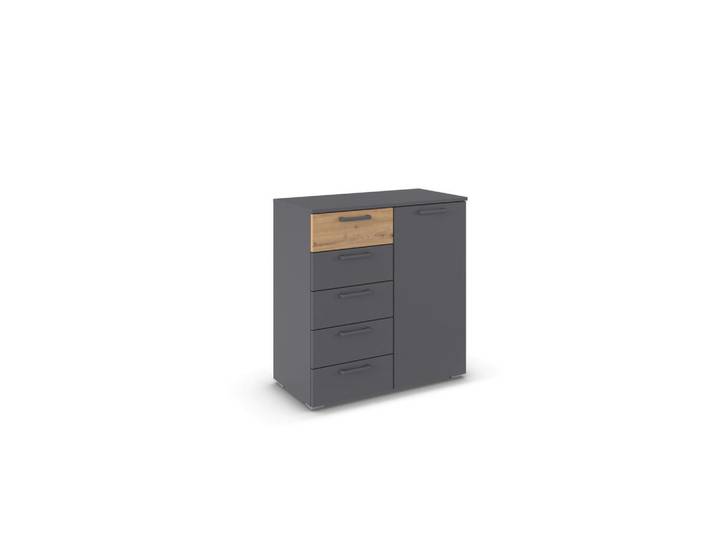 Rauch Möbel Kommode, Grau, Eiche Artisan, 1 Fächer, 5 Schublade(n) Schubladen, 80x84x40 cm, Wohnzimmer, Kommoden & Sideboards, Kommoden