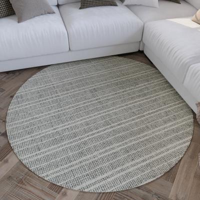 Wollteppich WECON HOME "Hamptons FORTYFIVE", grau, H:15mm Ø:180cm, Schurwolle, Teppiche, Schurwolle, Kurzflor, Wohn- & Schlafzimmer, elegant, Streifen Design