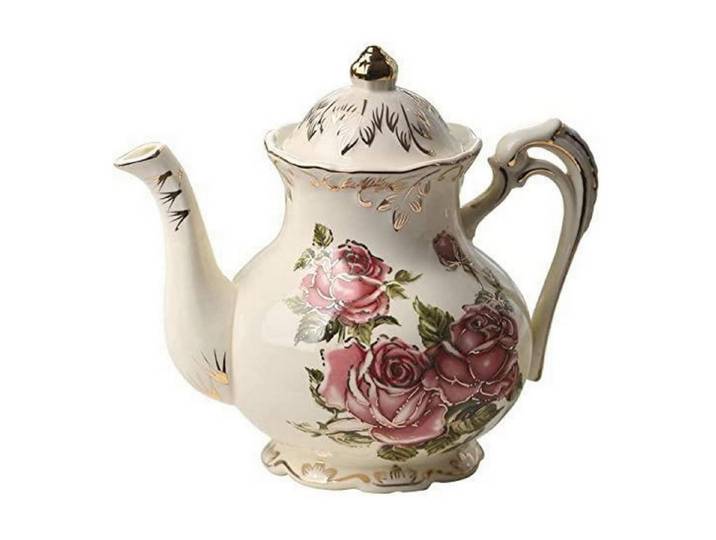 LuxusKollektion Teekanne Keramiktasse mit Rosenmuster 800ml