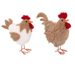 Plüsch-Hahn und -Huhn, 13 cm