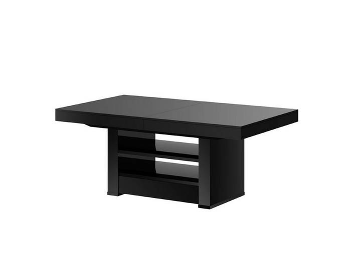 designimpex Couchtisch Tisch HLM-111 Schwarz Hochglanz Schublade höhenverstellbar ausziehbar, Funktionstisch, Wohnzimmertisch, Tisch, Esstisch, Sofatisch, Schublade