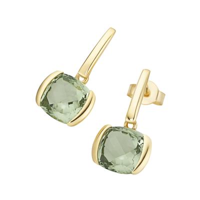 Paar Ohrstecker LUIGI MERANO "mit quadrat. / abgerundeten Edelstein Behang, Gold 375", grün, Ohrringe, Damen