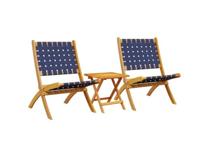 KTHLBRH Klappstühle 2 Stück mit Couchtisch Dunkelblau aus Massivholz Massivholz Akazienholz, 100% Olefin-Gewebe, Gartentisch, Klapptisch, Gartentisch, Terrassentisch