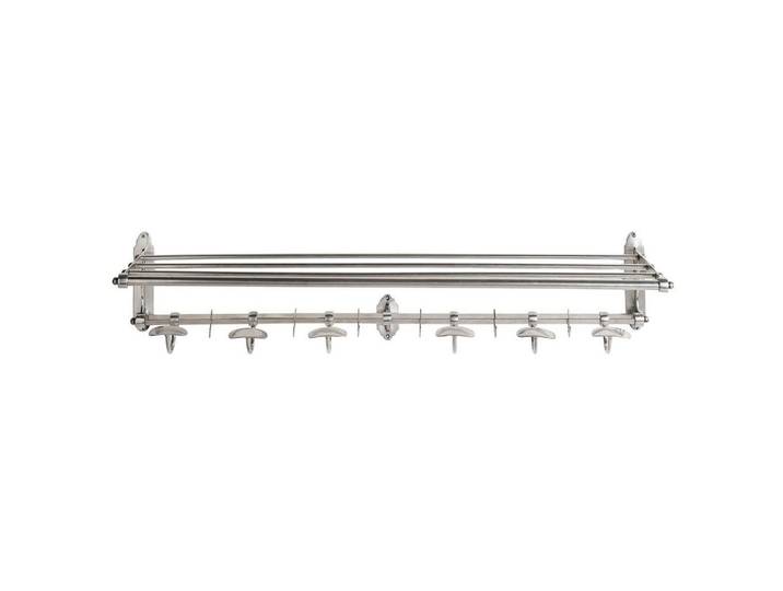 Signature Wandgarderobe aus versilbertem Messing - 100/20/28 cm, Silberfarben, Metall, 100x20x28 cm, Garderobe, Garderobenpaneele, Wandgarderobe